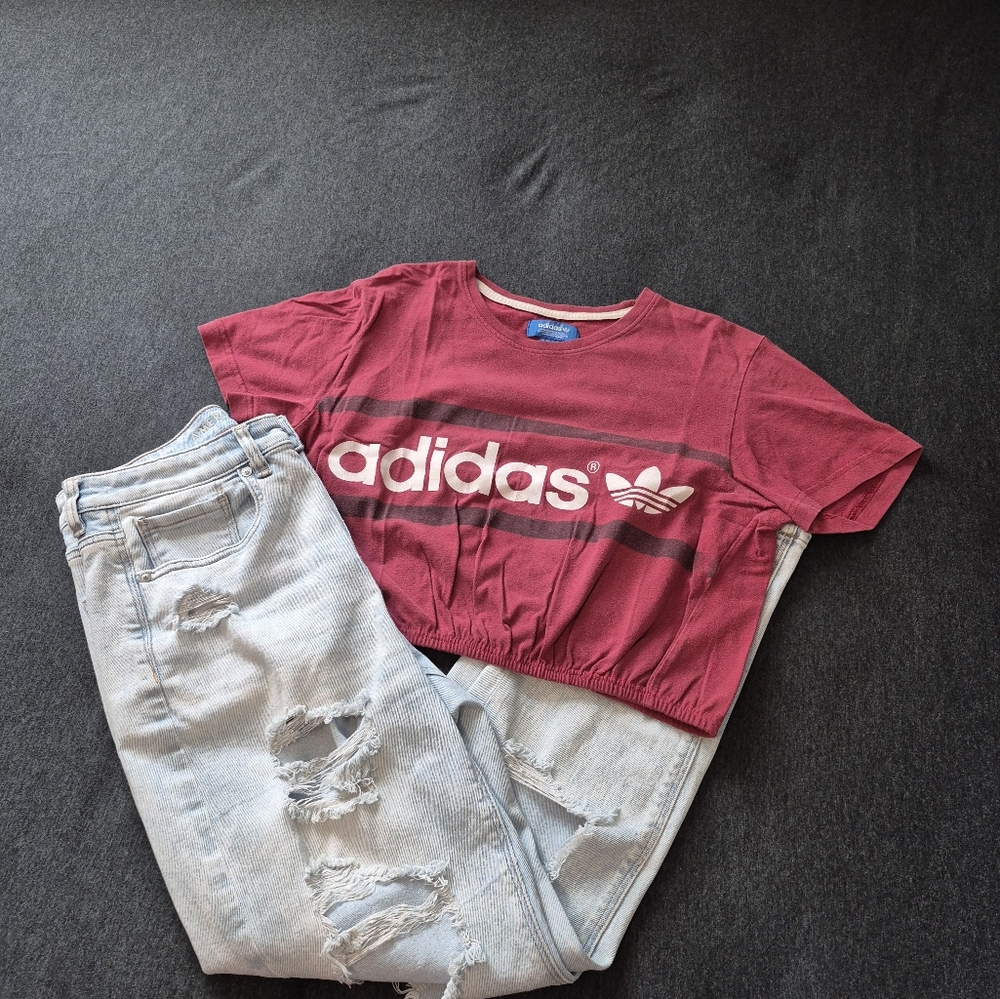 Adidas Burgundy Custom Crop Top